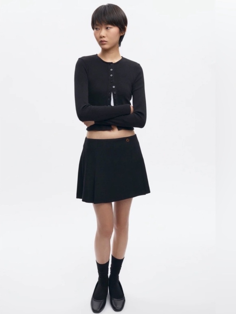 KOTN Black Pleated Wool Mini Skirt - NEW WITH TAGS